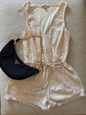 American Eagle Outfitters Cream Lace Romper